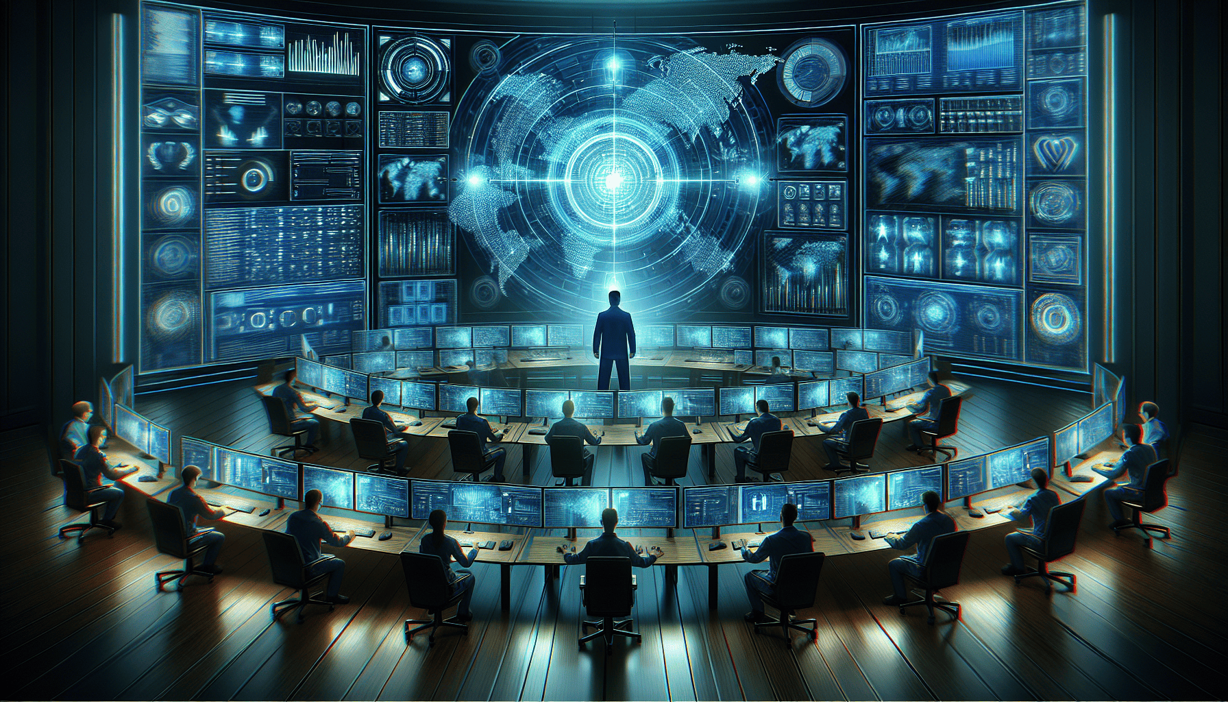 Illustration of a SOC manager leading the security operations center